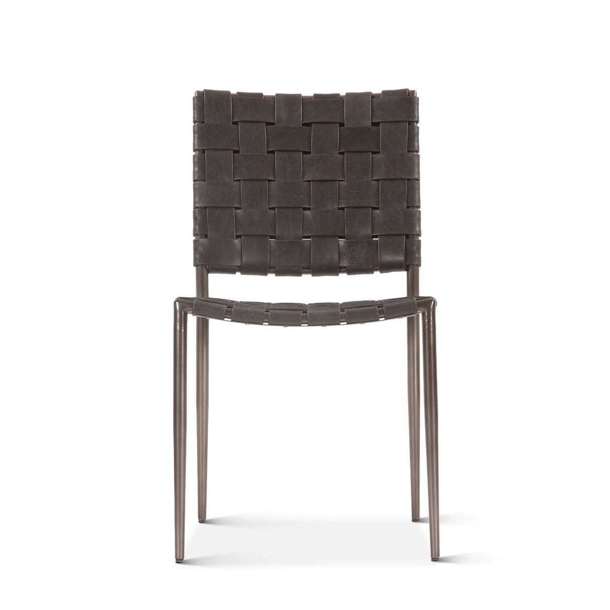 Copenhagen 18" Dining Chair in Black Buffalo Leather and Iron, Set of 2 from Home Trends & Design - Luna Furniture