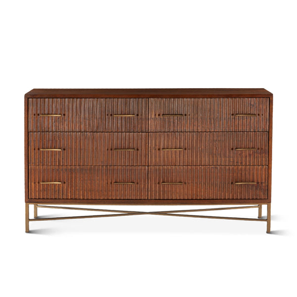 Cosmopolitan 69" Six Drawer Dresser in Honey Brown