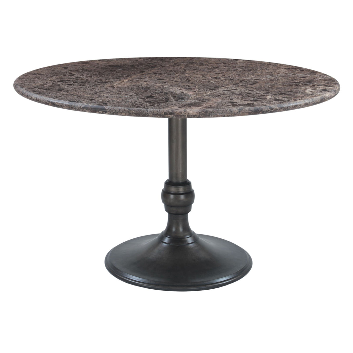Dauphine 50" Round Dining Table in Dark Emperador Marble with Aged Brass Base from Home Trends & Design - Luna Furniture