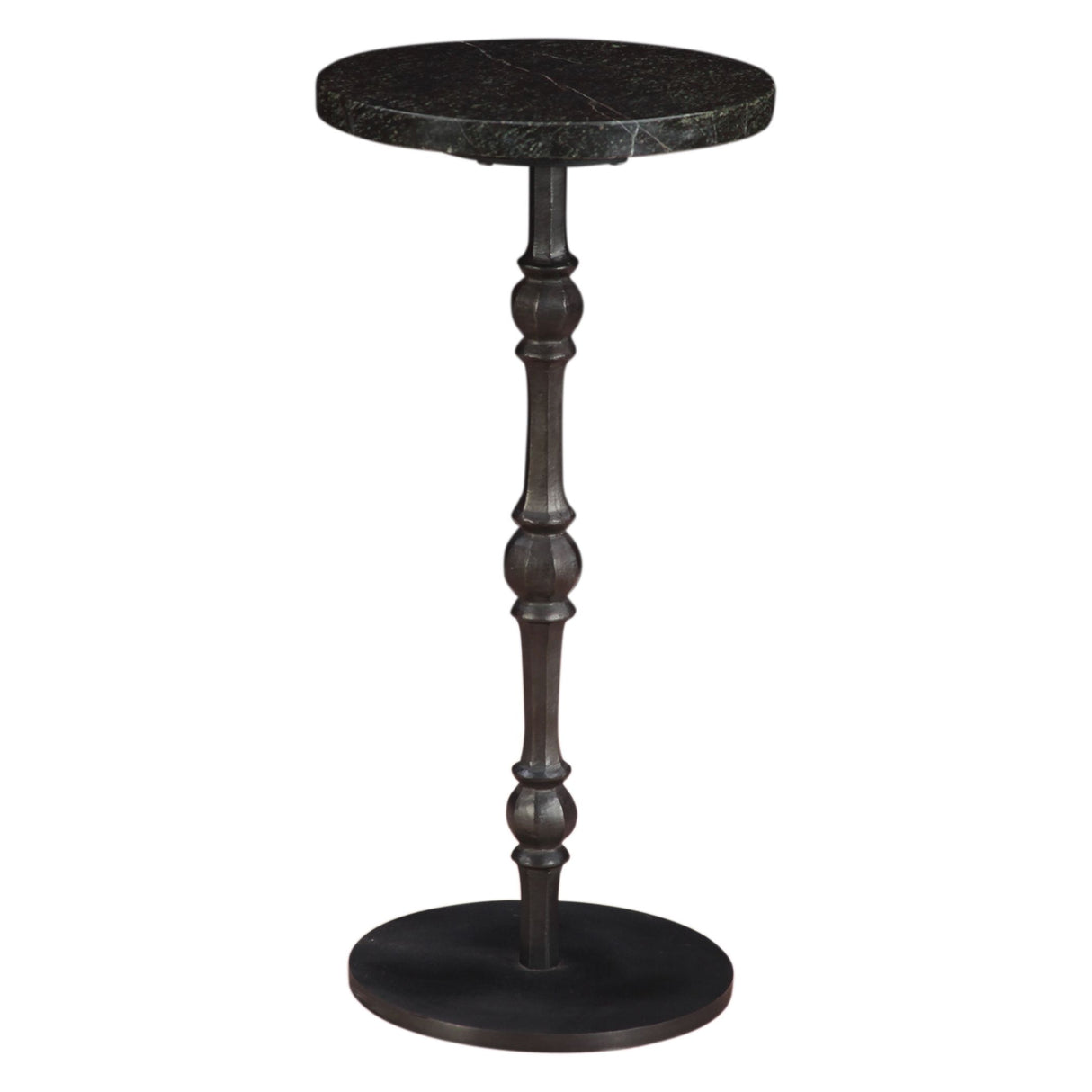 Detroit 10" Side Table in Green Marble with Casted Base from Home Trends & Design - Luna Furniture