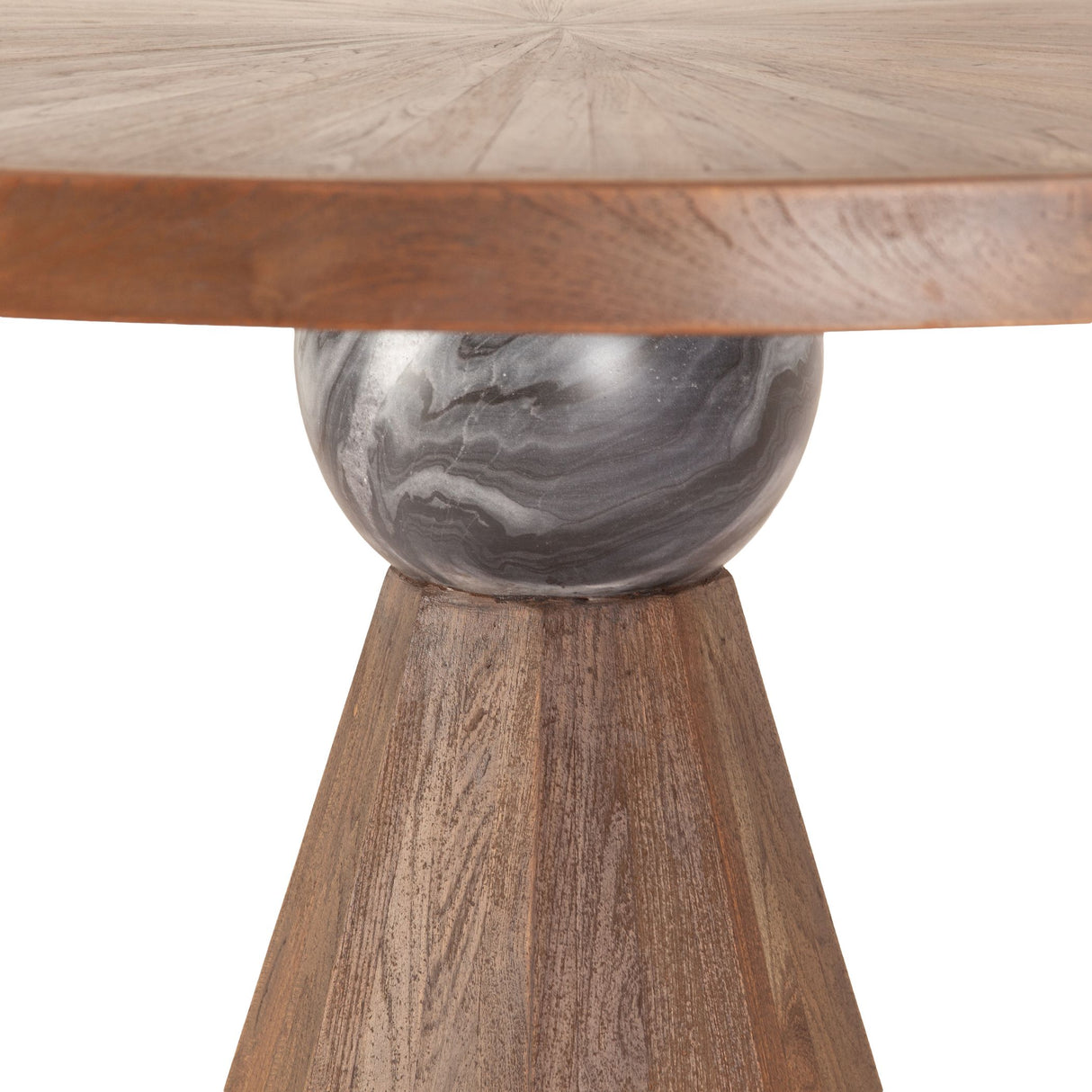 Eiffel 48" Gathering Table in Antique Teakwood and Marble Round from Home Trends & Design - Luna Furniture
