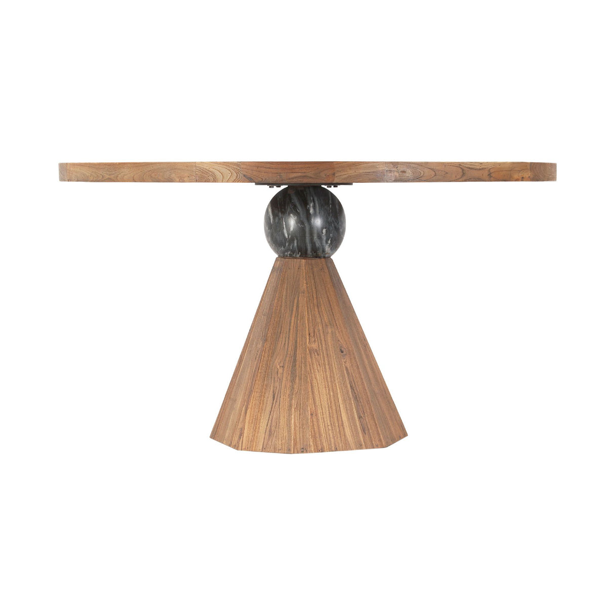 Eiffel 54" Round Dining in Antique Teakwood and Marble Round from Home Trends & Design - Luna Furniture