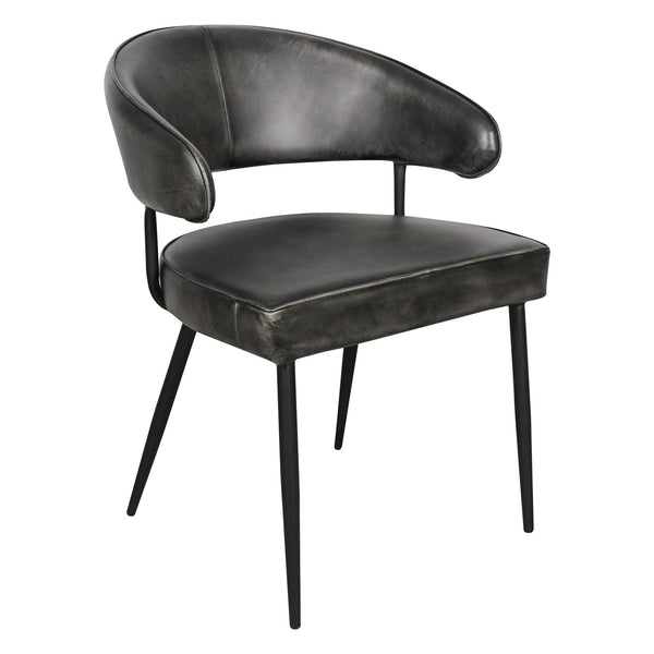Essex Dover 23" Armchair in Weathered Black Leather, Set of 2