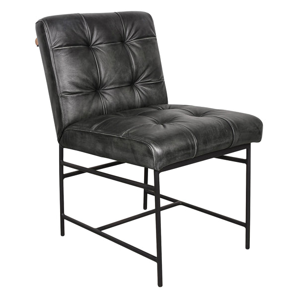 Essex Stockton 19" Dining Chair in Weathered Black Leather, Set of 2