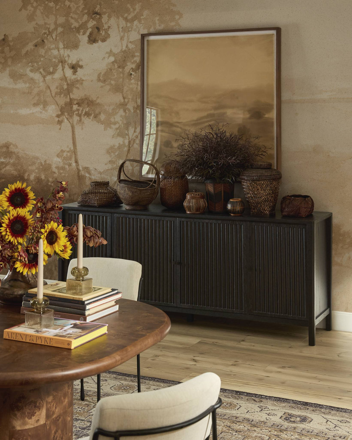 Malko Dining Table in Dark Brown Mappa Burl from Four Hands - Luna Furniture