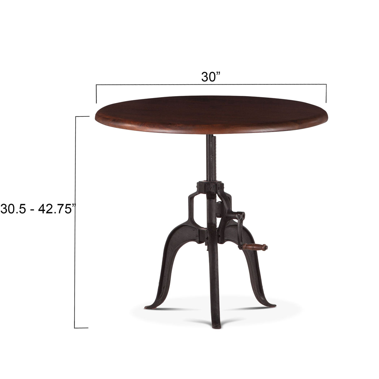 Industrial Loft 30" Adjustable Side Table in Walnut from Home Trends & Design - Luna Furniture