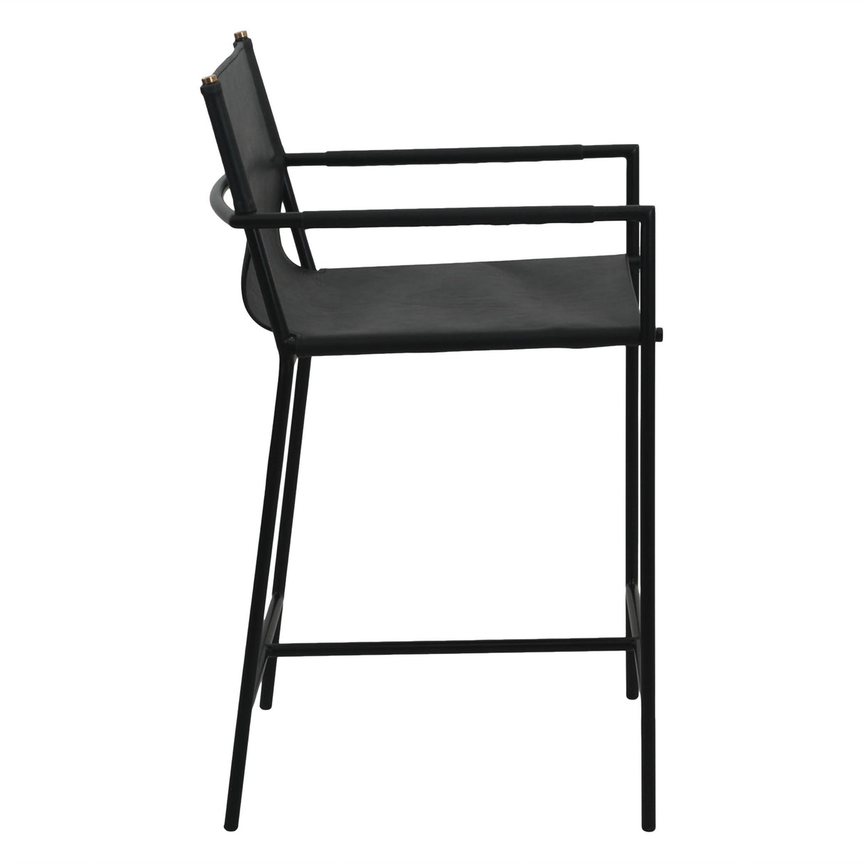 Irvine 20" Counter Armchair in Black Leather and Iron from Home Trends & Design - Luna Furniture