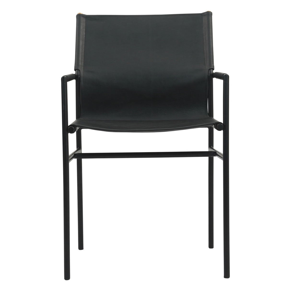 Irvine 20" Dining Armchair in Black Leather and Iron from Home Trends & Design - Luna Furniture