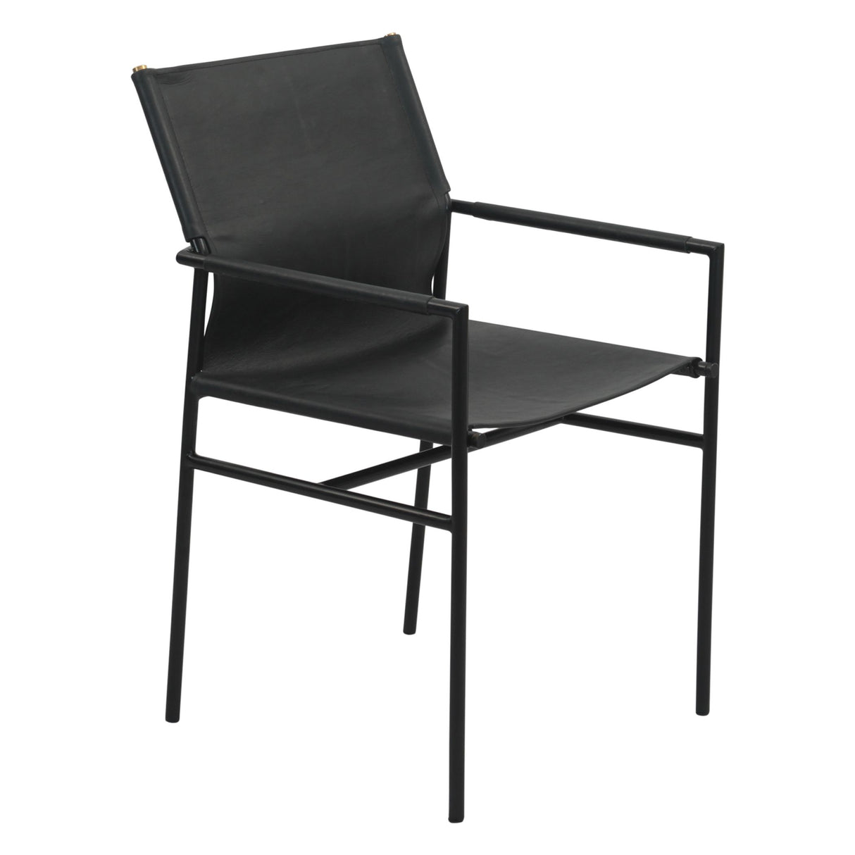 Irvine 20" Dining Armchair in Black Leather and Iron from Home Trends & Design - Luna Furniture