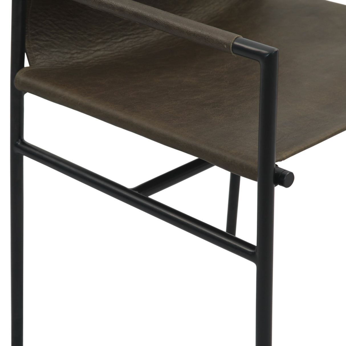 Irvine 20" Dining Armchair Olive Green Leather and Iron from Home Trends & Design - Luna Furniture