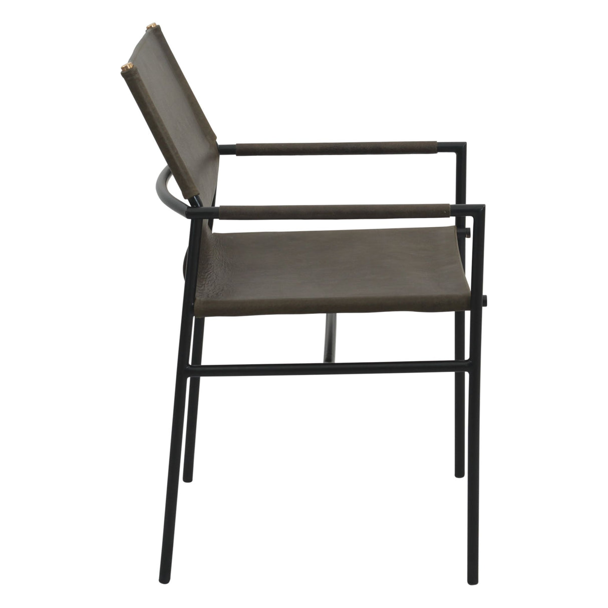 Irvine 20" Dining Armchair Olive Green Leather and Iron from Home Trends & Design - Luna Furniture