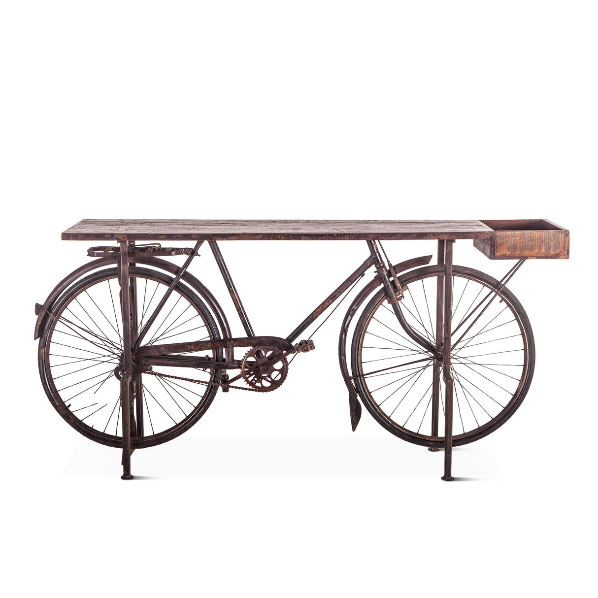 Industrial Teak 71" Bicycle Console Table in Walnut from Home Trends & Design - Luna Furniture