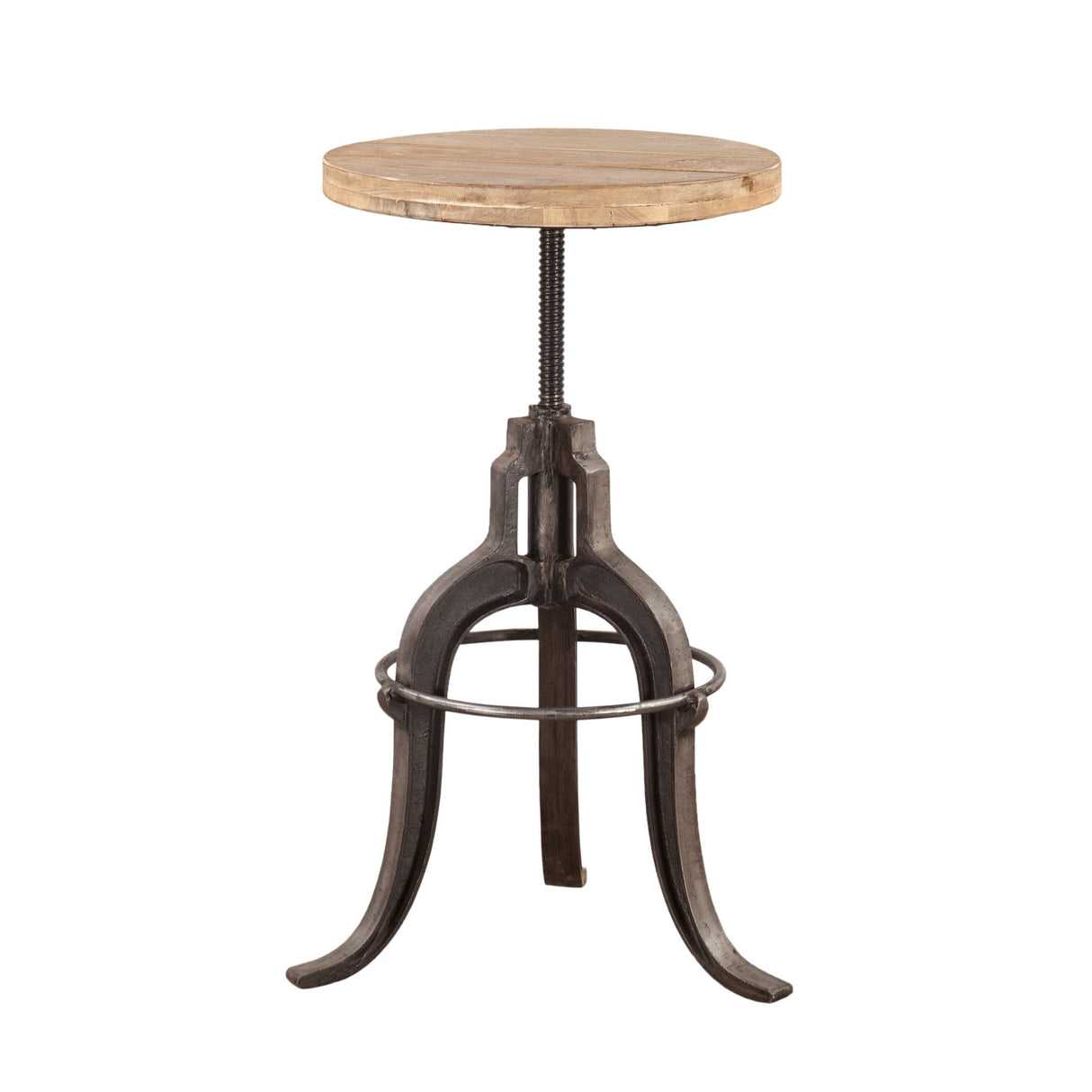Industrial Teak 16" Adjustable Stool in Oiled Teak Reclaimed Wood from Home Trends & Design - Luna Furniture