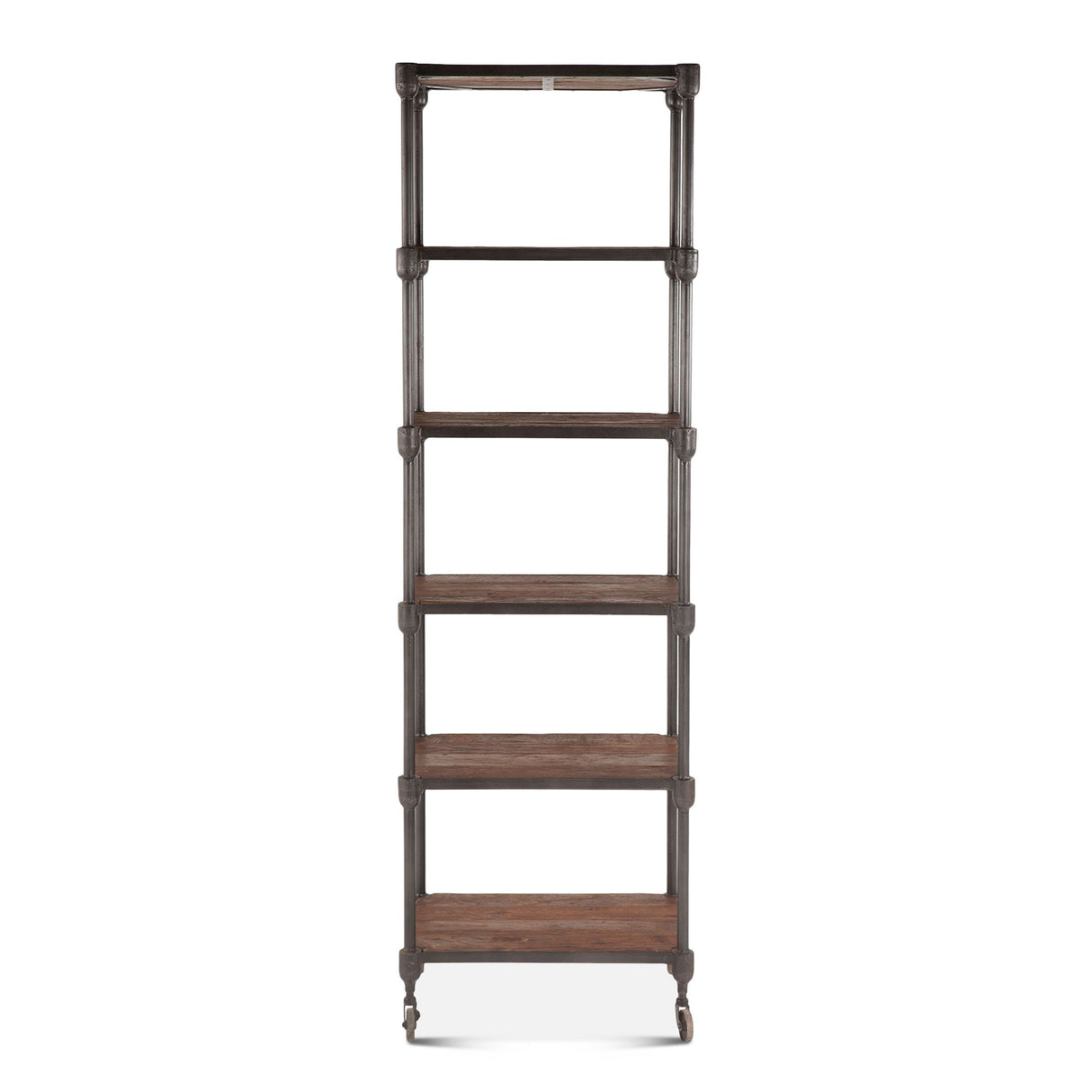 Industrial Teak 80" Wheeled Bookshelf in Natural Reclaimed Wood from Home Trends & Design - Luna Furniture