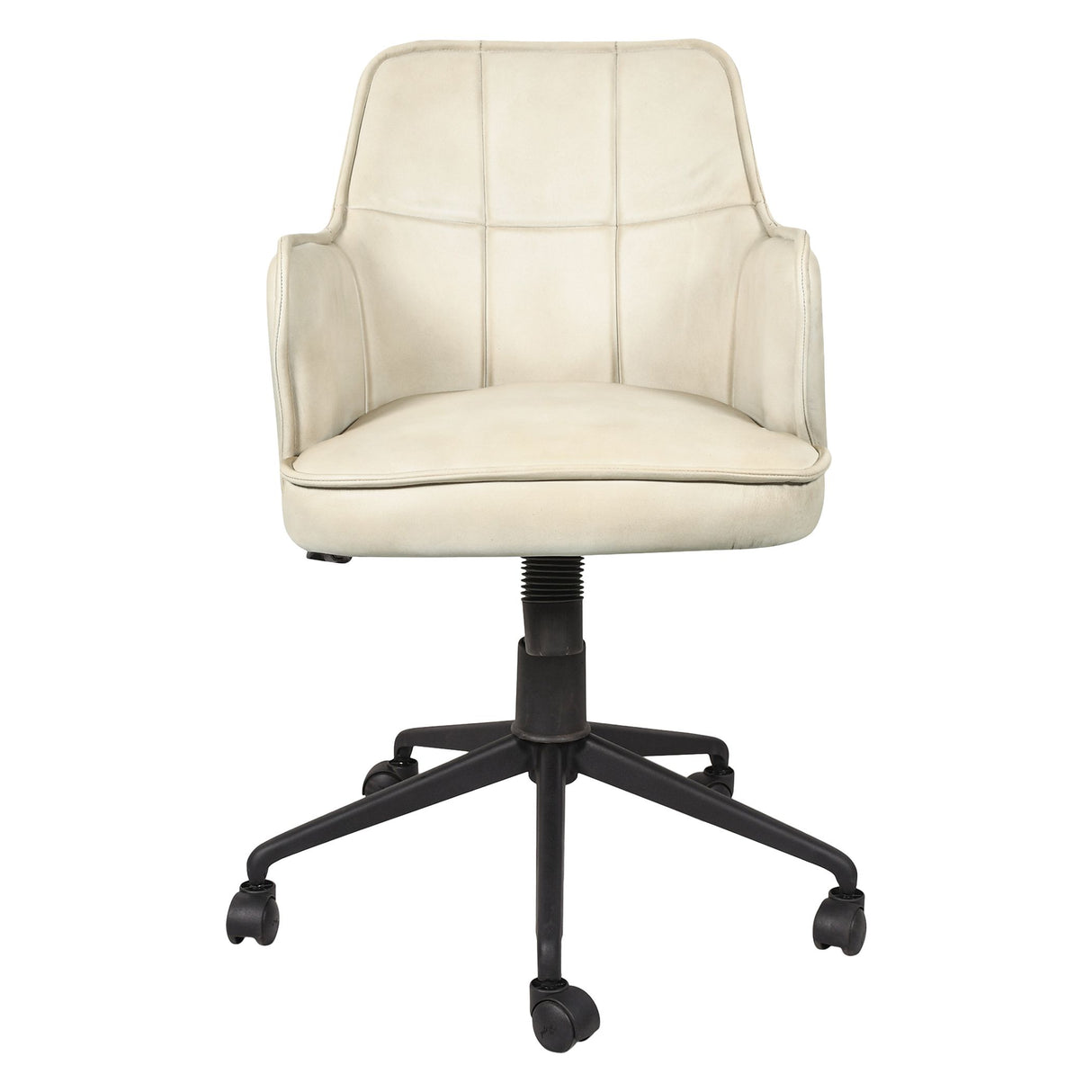 Kent Swivel Desk Chair in Antique Ivory Leather from Home Trends & Design - Luna Furniture