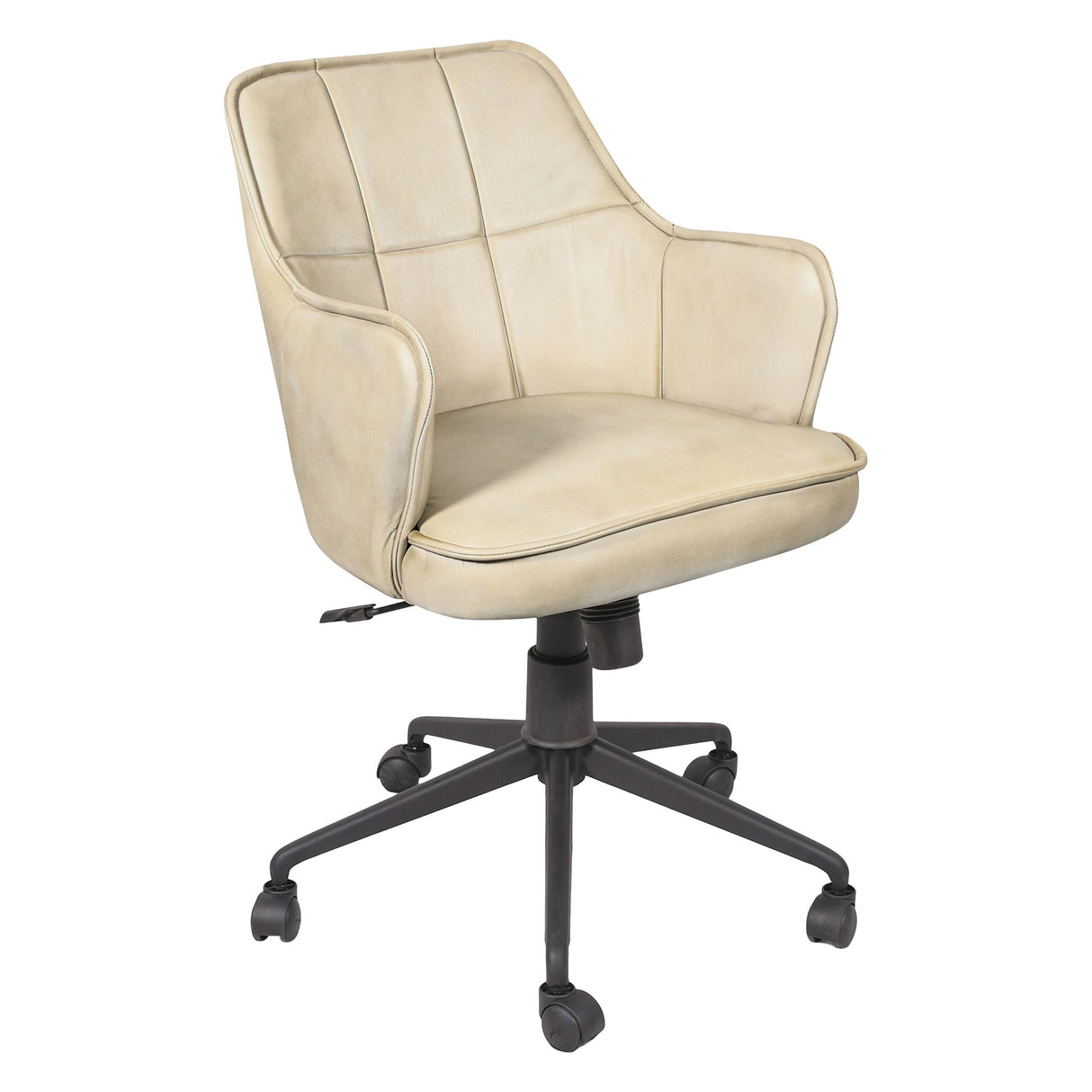 Kent Swivel Desk Chair in Antique Ivory Leather from Home Trends & Design - Luna Furniture