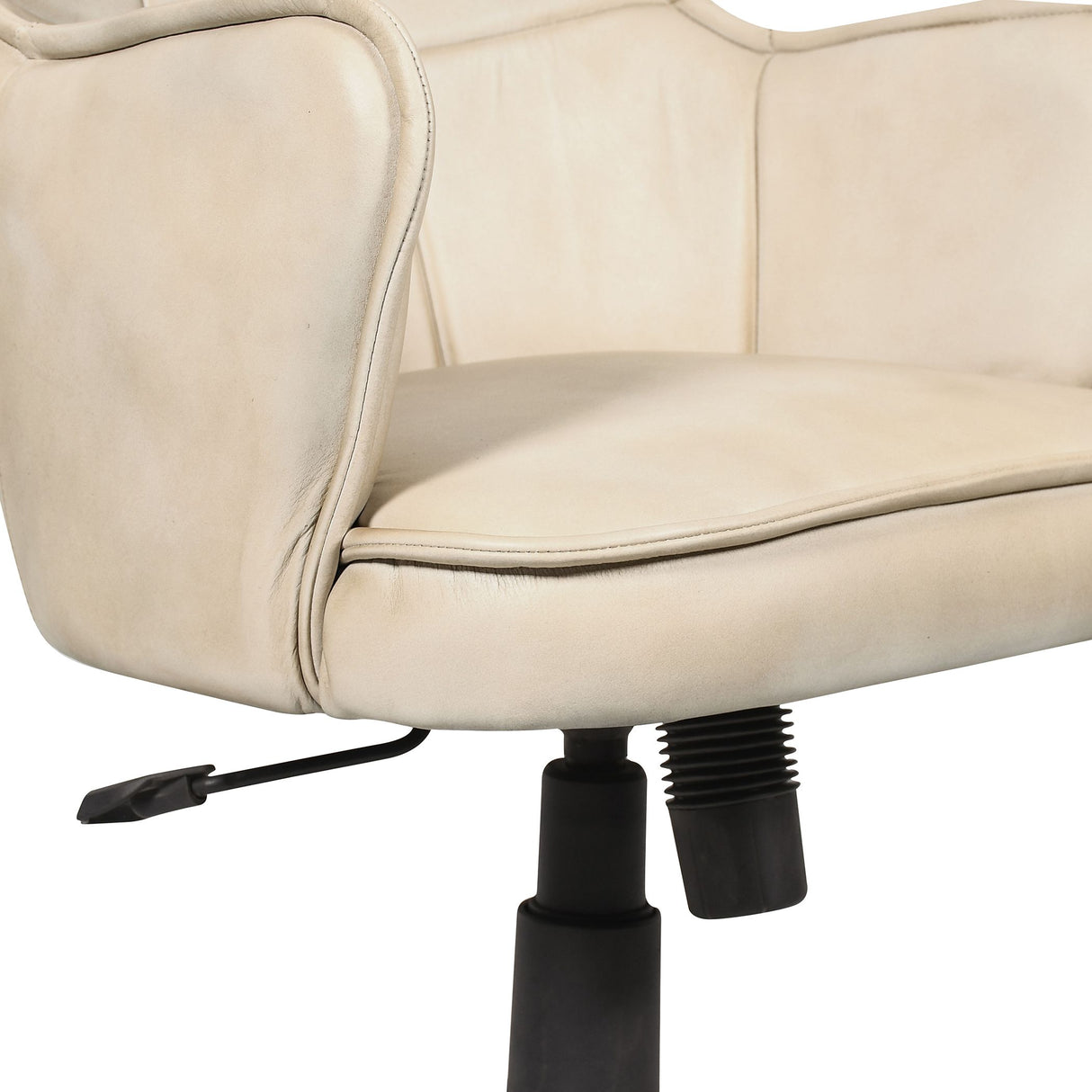Kent Swivel Desk Chair in Antique Ivory Leather from Home Trends & Design - Luna Furniture