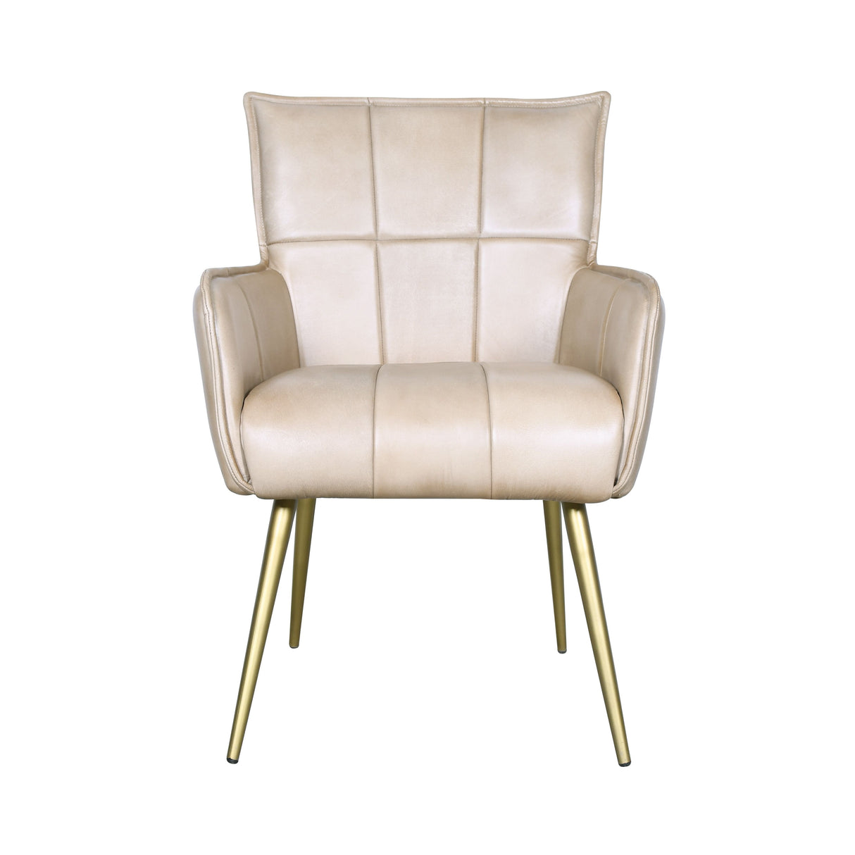 Kent Surrey 23" Armchair in Antique Ivory Leather and Gold Legs from Home Trends & Design - Luna Furniture