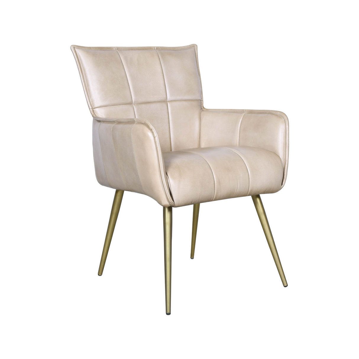 Kent Surrey 23" Armchair in Antique Ivory Leather and Gold Legs from Home Trends & Design - Luna Furniture