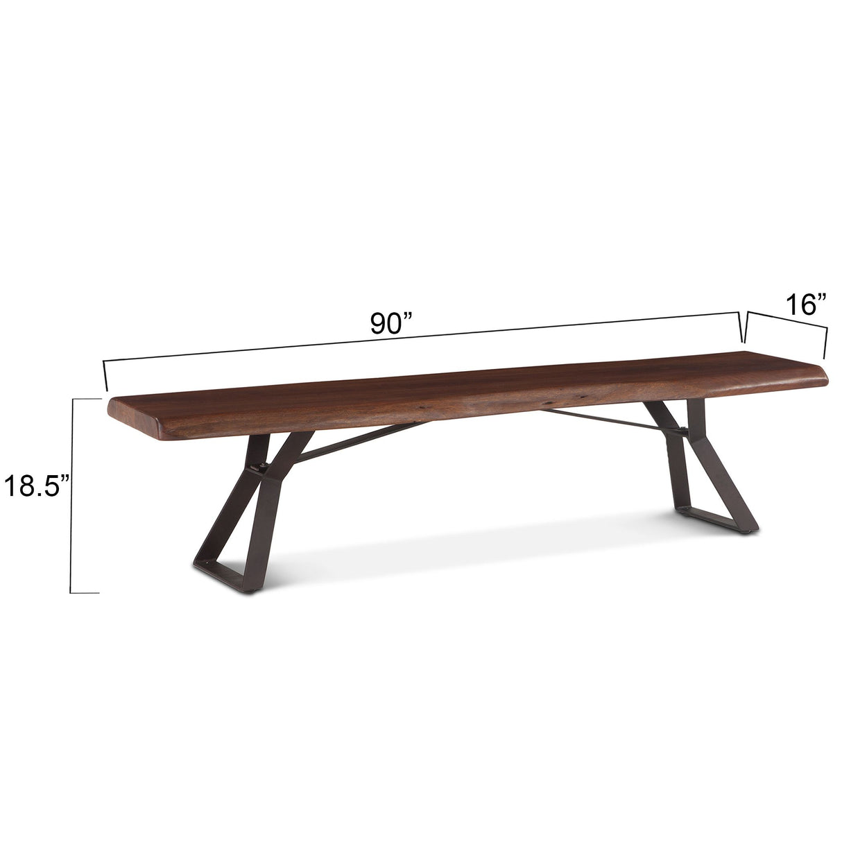 London Loft 90" Bench in Walnut from Home Trends & Design - Luna Furniture