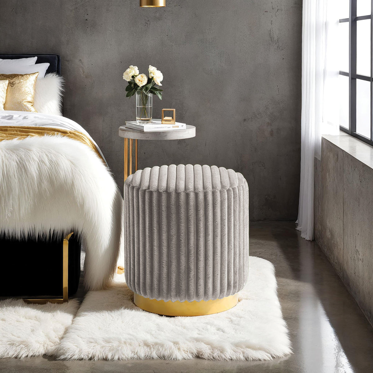 Yolanda Gray Stool from Furniture of America - Luna Furniture
