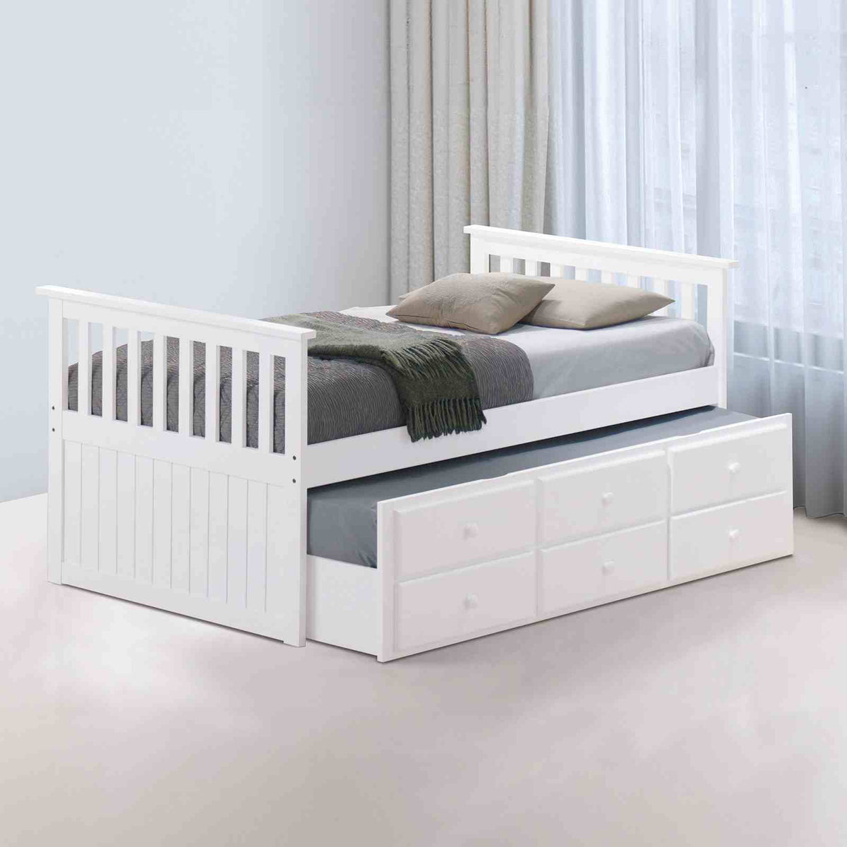 Clemens White Captain Bed from Furniture of America - Luna Furniture