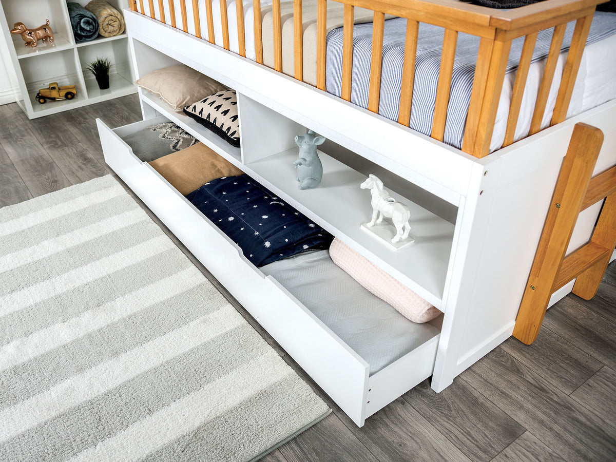 McPherson White/Light Oak Twin Captain Bed from Furniture of America - Luna Furniture