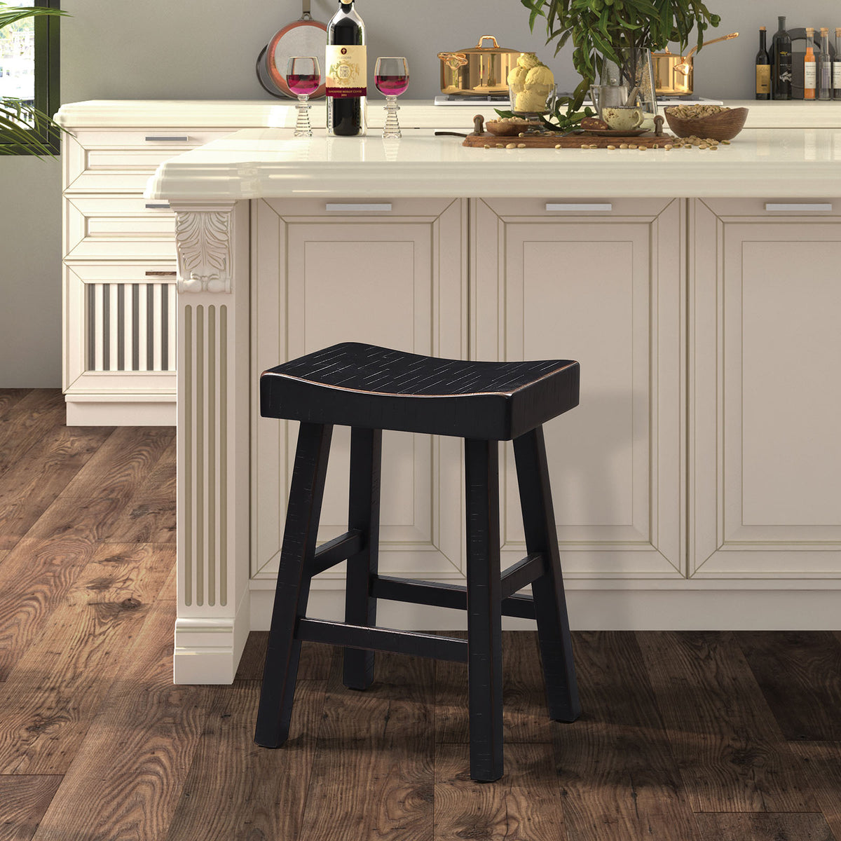 Biasca Black 24" Stool from Furniture of America - Luna Furniture