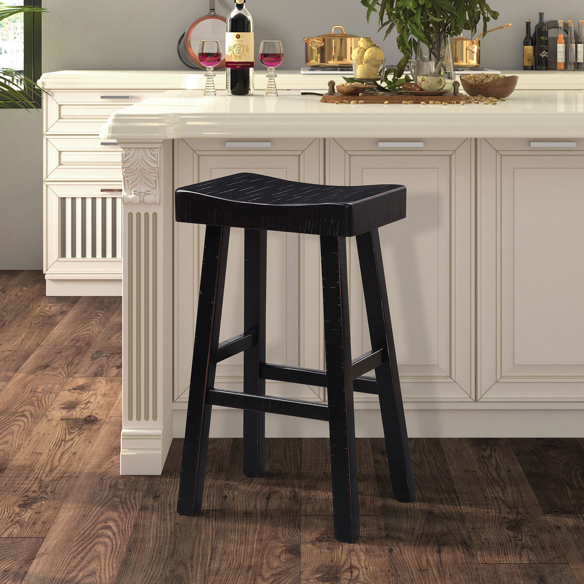 Biasca Black 29" Stool from Furniture of America - Luna Furniture