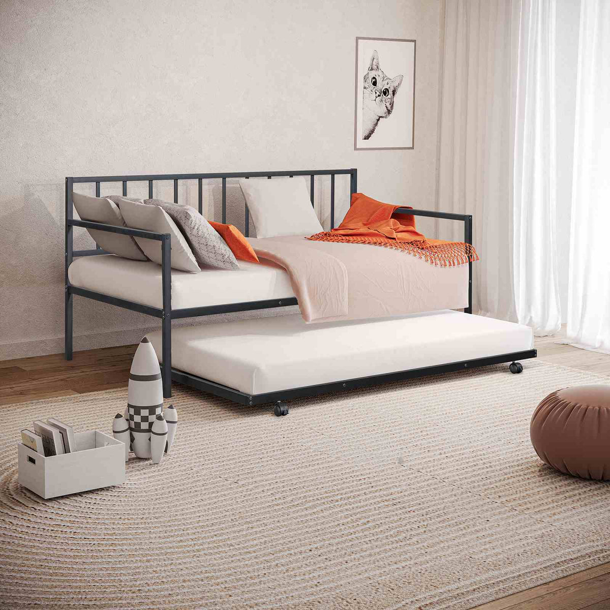Harmon Black Metal Daybed from Furniture of America - Luna Furniture