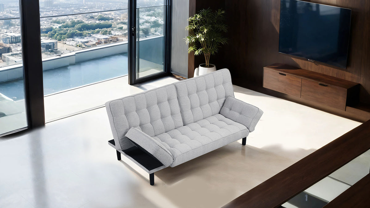 Bellevue Light Gray Futon Sofa Bed from Furniture of America - Luna Furniture