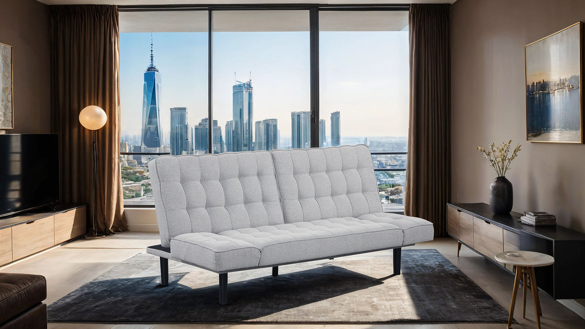Bellevue Light Gray Futon Sofa Bed from Furniture of America - Luna Furniture