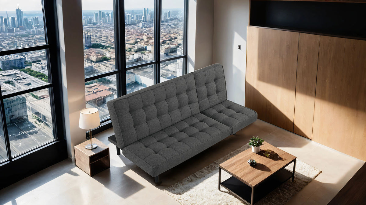 Naperville Dark Gray Futon Sofa Bed from Furniture of America - Luna Furniture