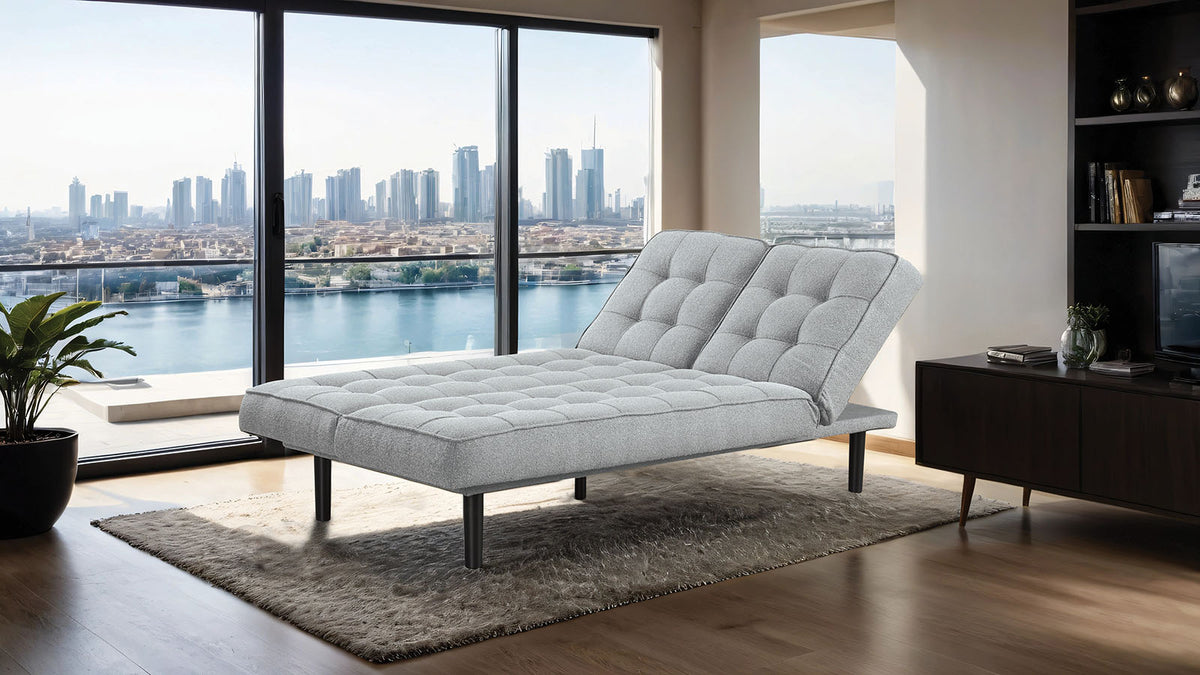Naperville Light Gray Futon Sofa Bed from Furniture of America - Luna Furniture