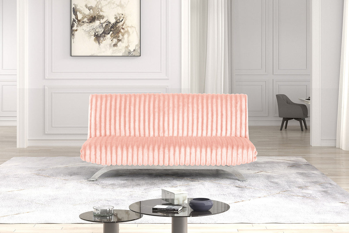 Villeneuve Pink Futon Sofa Bed from Furniture of America - Luna Furniture