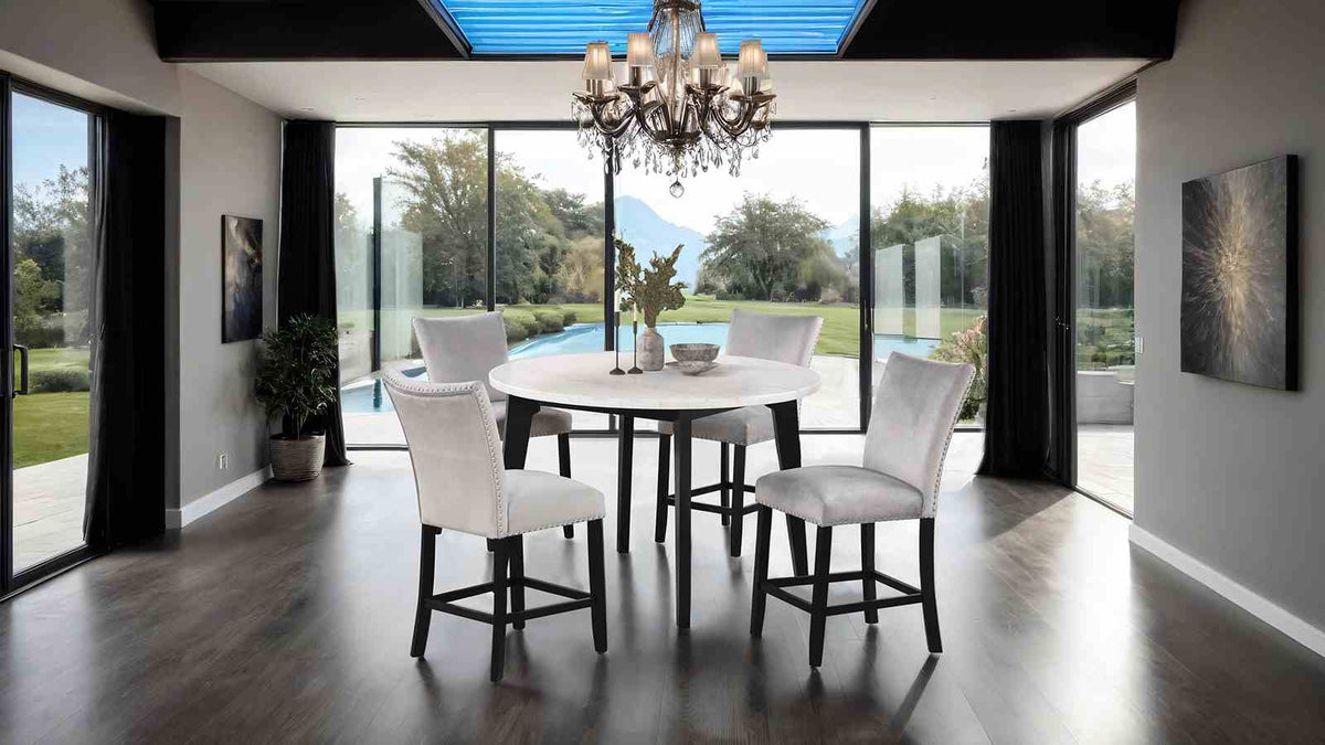 Sabro Black/White Round Counter Ht. Table from Furniture of America - Luna Furniture