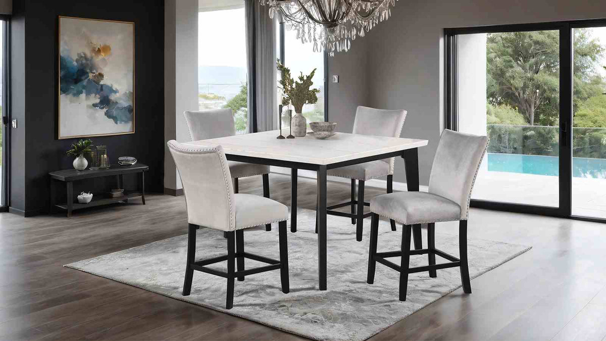 Sabro Black/White Square Counter Ht. Table from Furniture of America - Luna Furniture