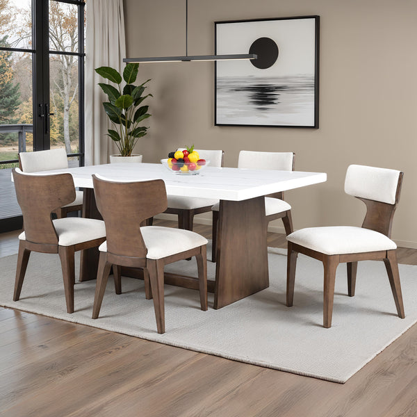 Caerwys Brown/White 7-Piece Dining Room Set
