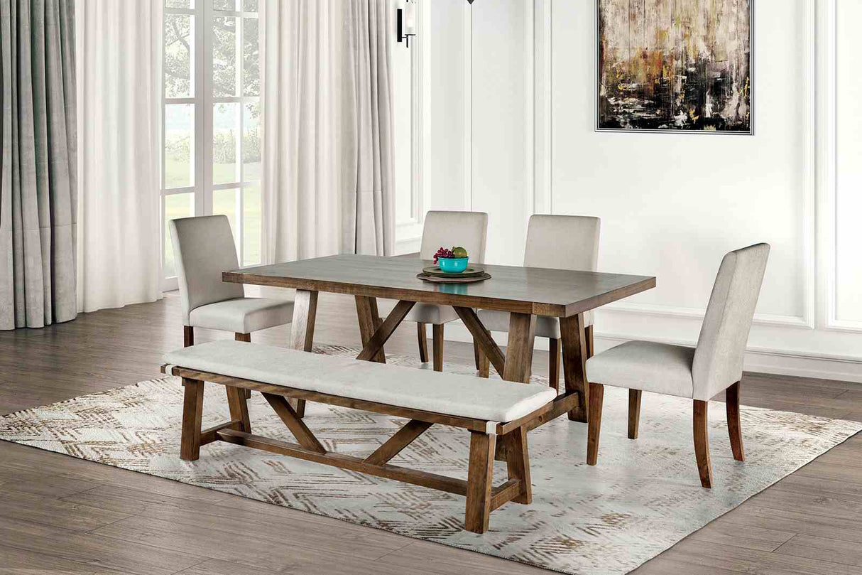 Losone Brown/White Bench w/ Cushion from Furniture of America - Luna Furniture