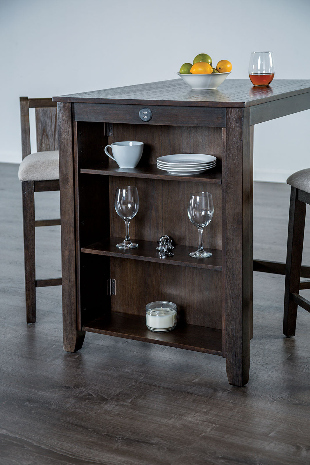 Lescles Dark Cherry/Gray 3 Pc Counter Ht Set (1 Table + 2 Chairs) from Furniture of America - Luna Furniture