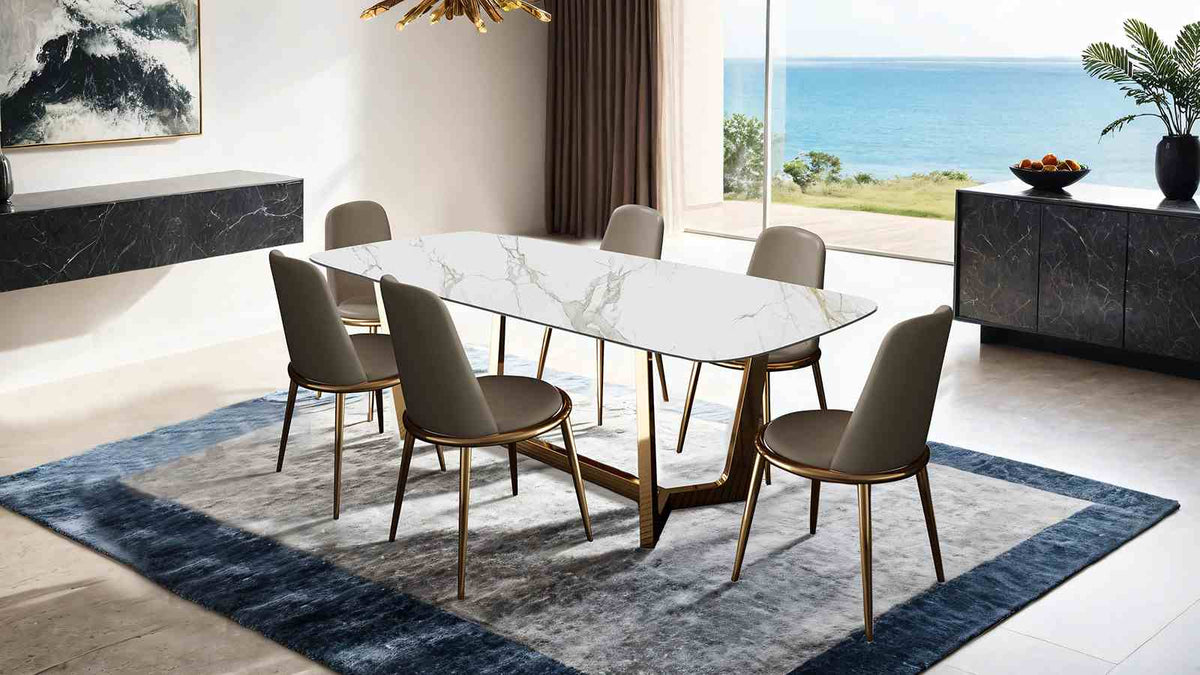 Norelli Gold/Taupe Contemporary Dining Room Set from Furniture of America - Luna Furniture