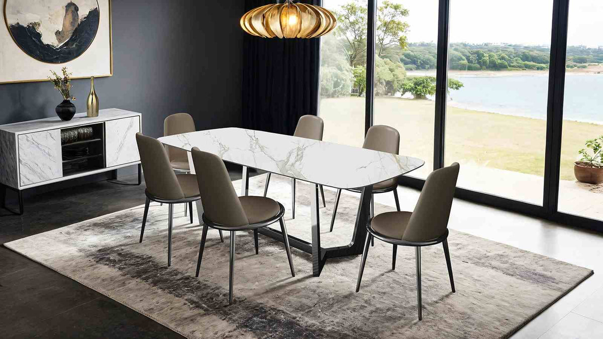 Norelli Silver/Taupe Contemporary Dining Room Set from Furniture of America - Luna Furniture