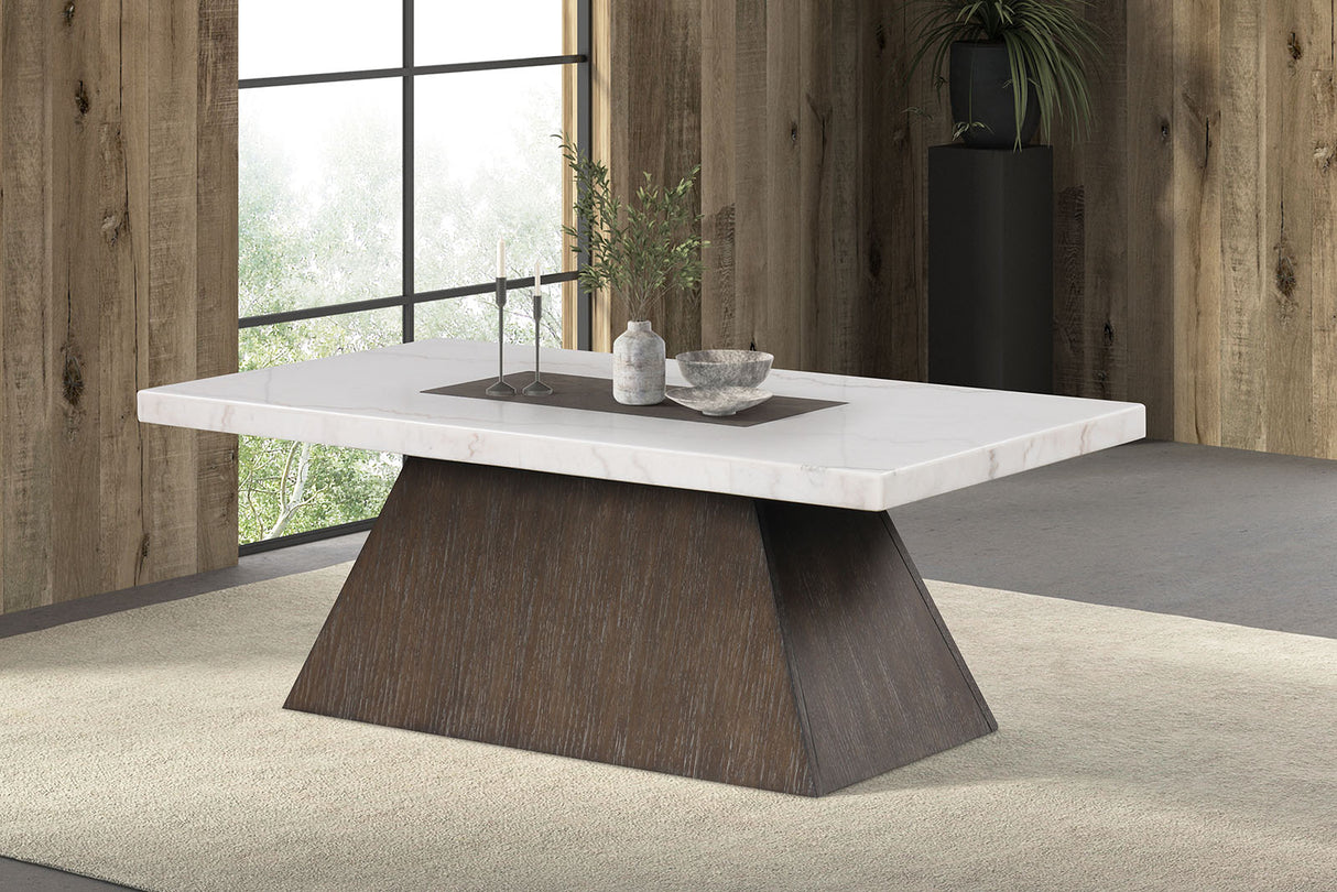 Grasten Dark Walnut/White Square Coffee Table from Furniture of America - Luna Furniture