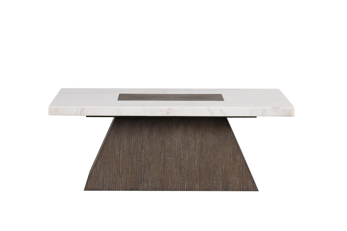 Grasten Dark Walnut/White Square Coffee Table from Furniture of America - Luna Furniture