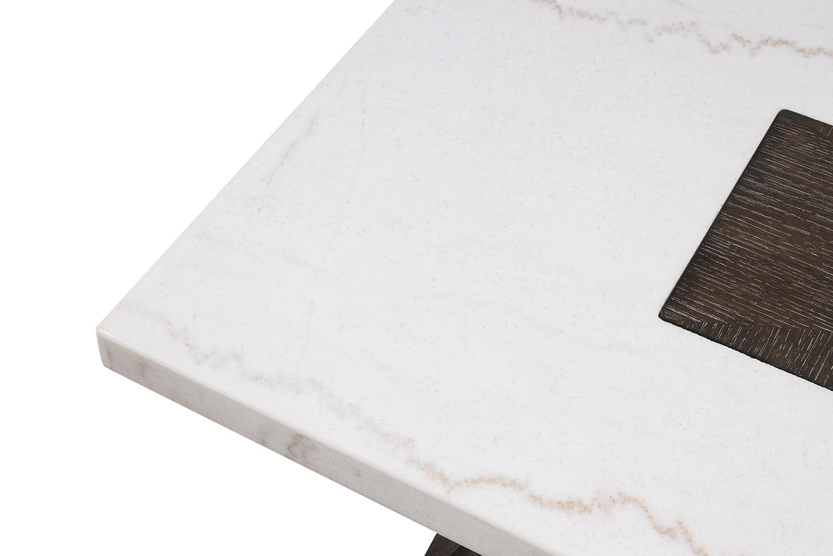 Grasten Dark Walnut/White Square Coffee Table from Furniture of America - Luna Furniture