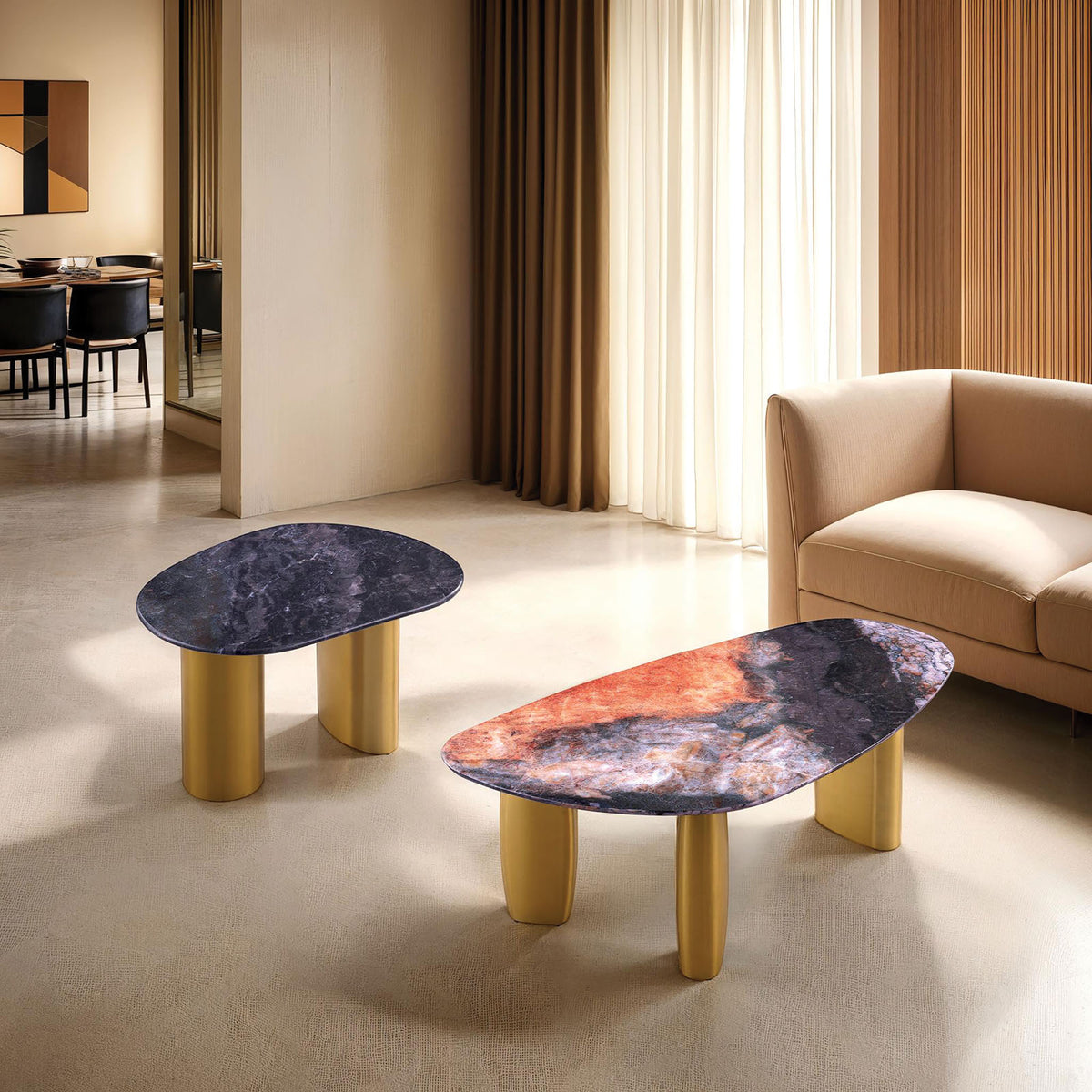Northwich Black/Gray/Matte Gold Coffee Table from Furniture of America - Luna Furniture