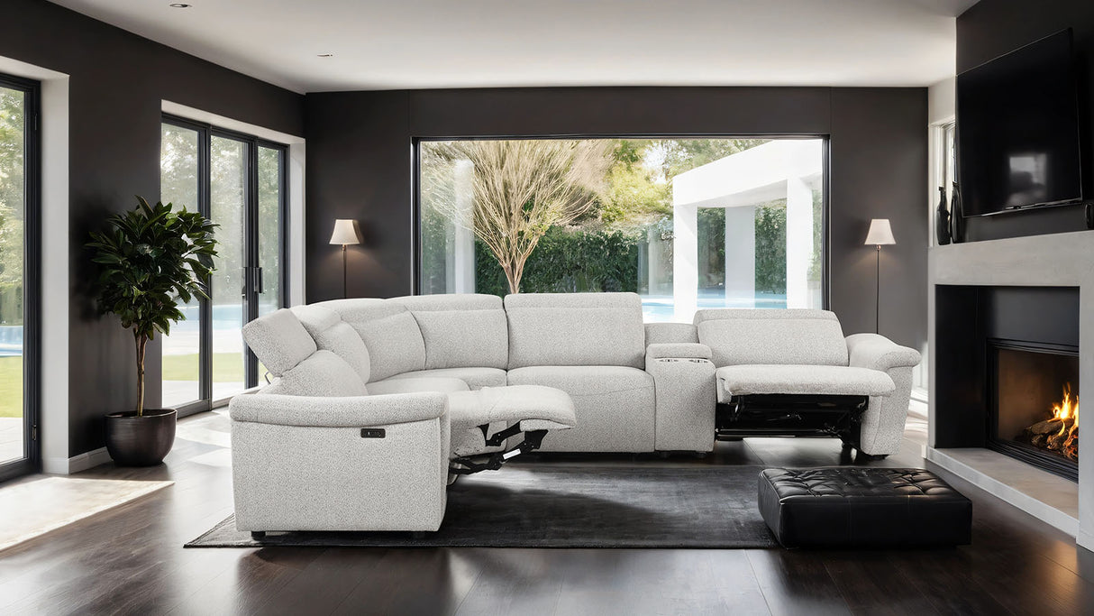 Hieronimus 2-Piece Light Gray Power Sectional from Furniture of America - Luna Furniture