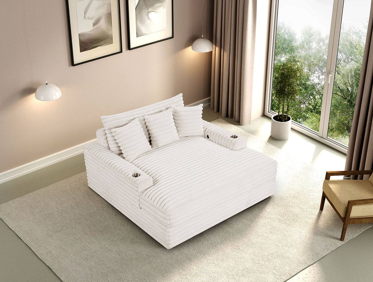 Veyrier White 2 Arm Chaise from Furniture of America - Luna Furniture