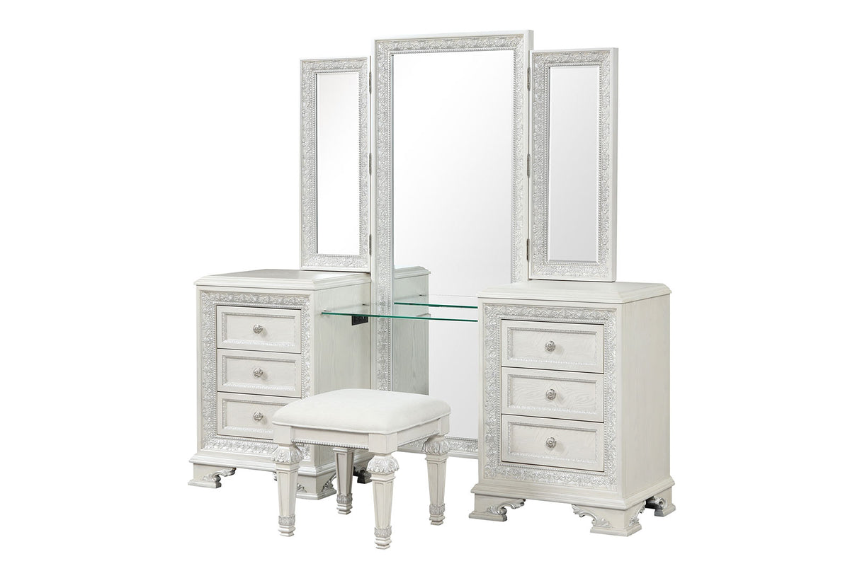 Stella Mia Creamy White Vanity Set from Furniture of America - Luna Furniture