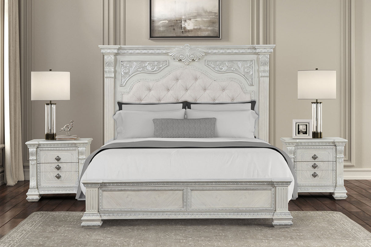Promenade Wire Brushed White Mirror (Mirror Only) from Furniture of America - Luna Furniture